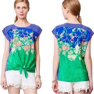 Anthropologie Moulinette Soeurs 100% Silk Floral Blouse size small
